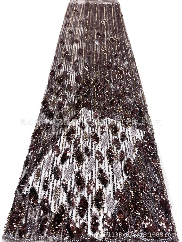 Fábrica directa tridimensional bolsas de perlas tubo bordado tela de alta gama vestido de boda moda cena vestido de tela