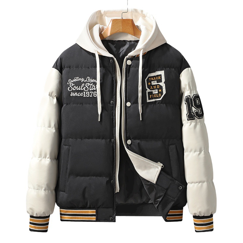 Algodón ropa hombres invierno nueva versión coreana de la verde con capucha béisbol engrosada abrigo caliente chaqueta
