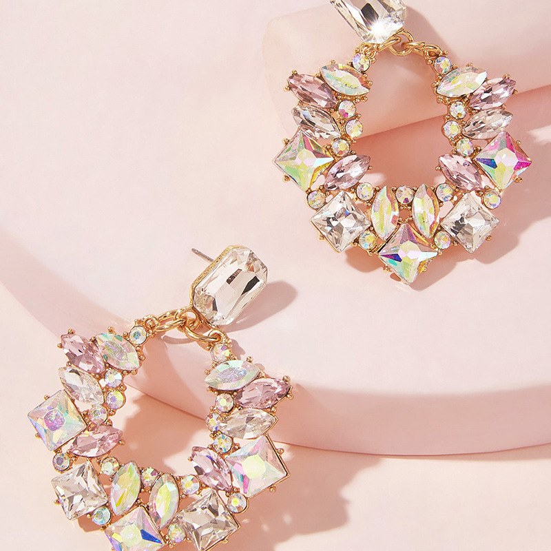 Cross-border Exaggerated Light Luxury Heavy Ornament Diamond-embedded Earrings Irregular Zircon-like Earrings display picture 4