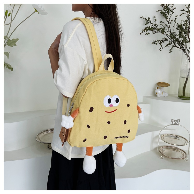 Borsa in tela di formaggio carina Instagram coreana per ragazze morbide, borsa da scuola per bambini, zaino versatile di grande capacità_voghion.com