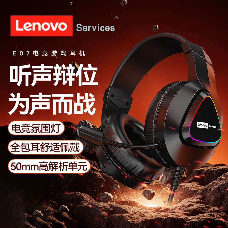 E07 Over-Ear Computer Headphones USB Large Earcups Desktop Laptop Gaming Headset for Internet Cafes Wholesale