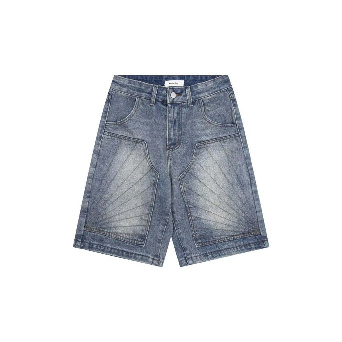 Men's Clothing Unisex Summer Retro Washed Denim Shorts Straight Leg Five Point Distressed Loose Fit Trendy Men's Clothing_mkmklike.com