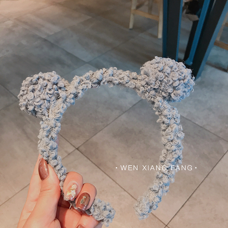 Corea del Sur venden lindas orejas de cabello de cordero de oso de pelo de pelo de pelo de peluche de otoño y invierno broche de pelo de pelo de peluche joyería