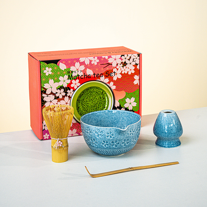 FJT 사쿠라 광구그릇 블루 4종세트(사쿠라 박스 그린무늬)