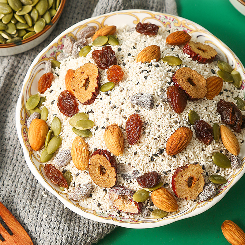 Chia seed nut granules lotus root powder soup 500g nutritious breakfast meal replacement full fruit nut lotus root powder wholesale