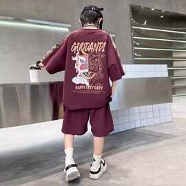 儿童装男童夏装短袖套装2024新款中大童夏季运动休闲两件套男孩