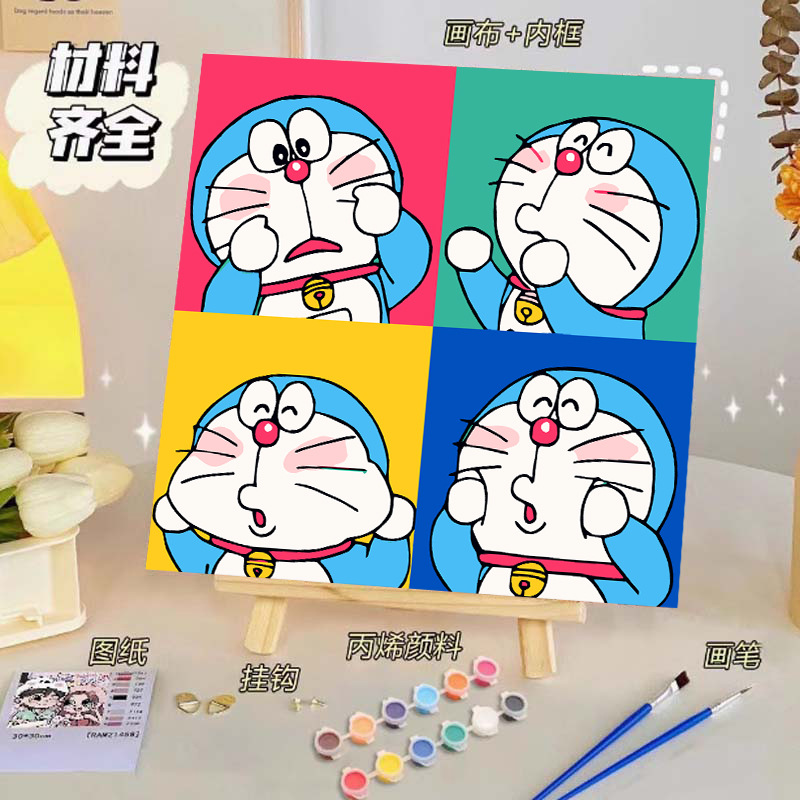 Pintura al óleo digital de bricolaje, dibujos animados para niños, pinturas para colorear hechas a mano, lindos puestos de animación curativos, comercio exterior transfronterizo