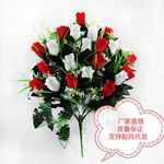 跨境热卖人造仿真花24头春蕾玫瑰花束园林户外装饰布置假花批发