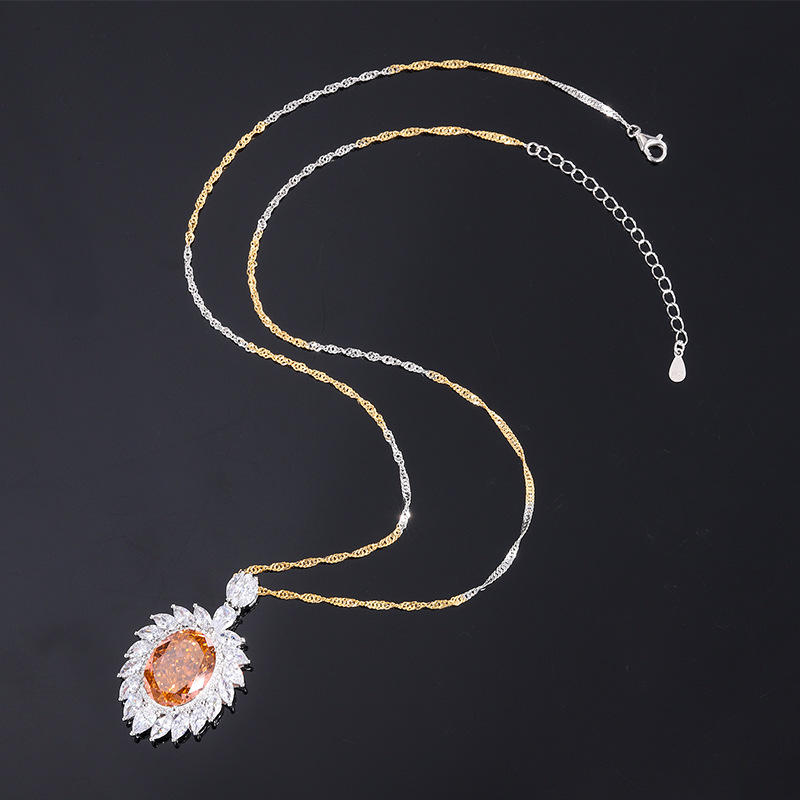 Zhuang Sheng joyería S925 todo el cuerpo de plata de alto carbono diamante Papala Cha paloma huevo de las mujeres traje de diamante de lujo 12*16