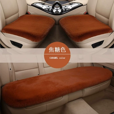 Car Seat Cushion | Wool pad - single-square-mat-caramel-color-thick-and-warm