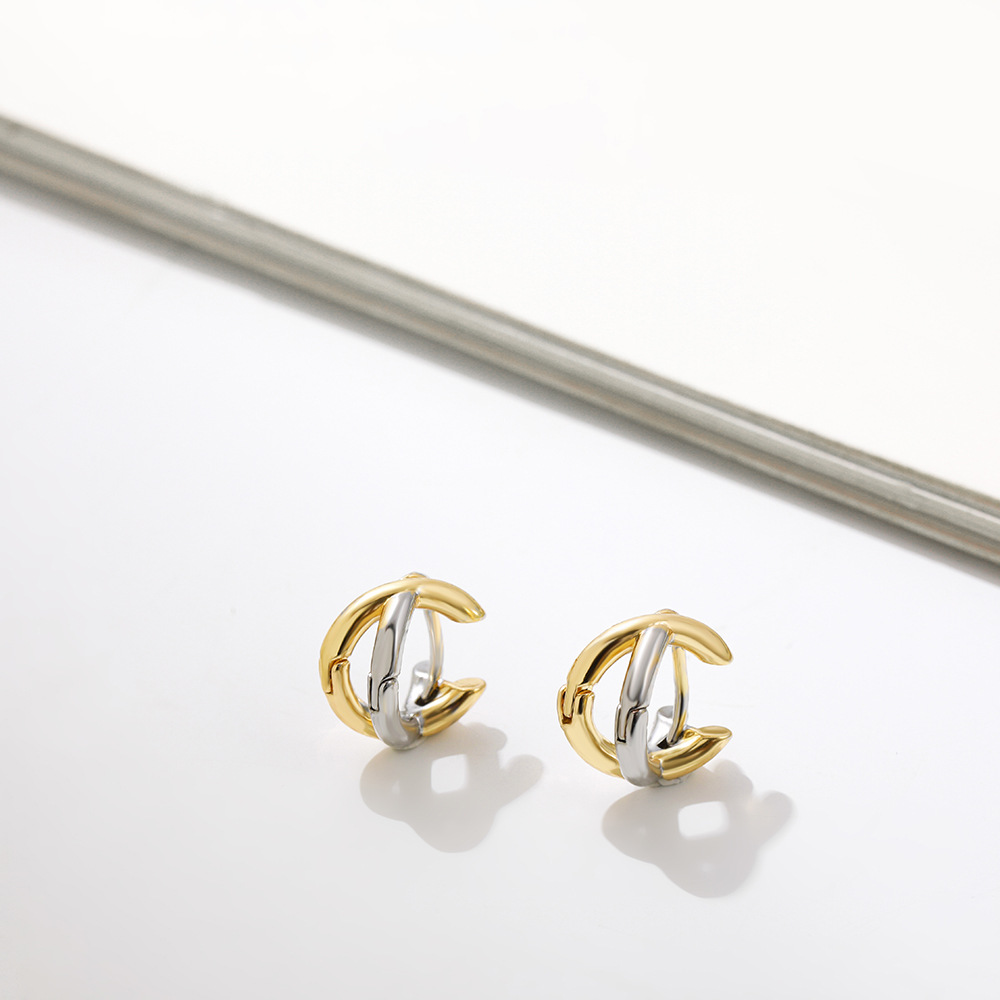 No Inlaid Inlay Material Earrings Classification Fashion Geometric Plating Titanium Steel No Inlaid Stud Earrings