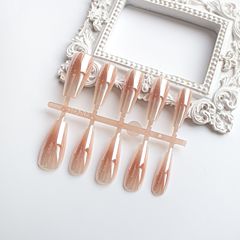 【皎瓏】咖色電鍍穿戴甲高端質感純色光療電鍍工廠預製甲成品批發