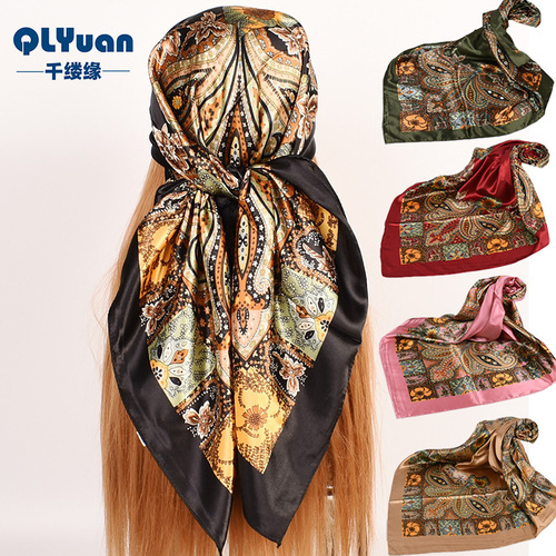 Spring new versatile large cashew 90 large square scarf silk scarf wholesale classic retro printed scarf scarf