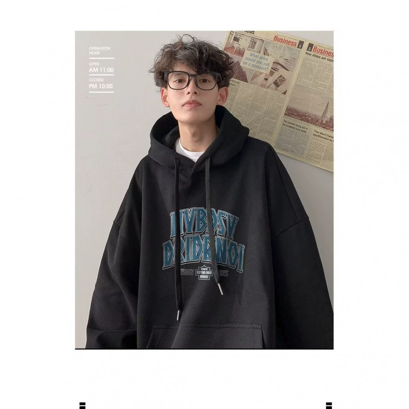 Тяжелый бархатный свитер с капюшоном мужской весенне-осенний 2024 новый осенний американский свободный мужской прилив