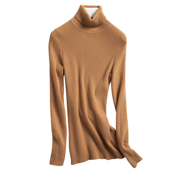 Demi-season fitted woolen knitted sweater