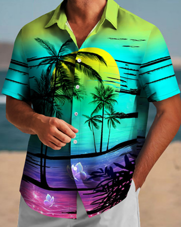 mens hawaiian shirts short sleeve button down shirt