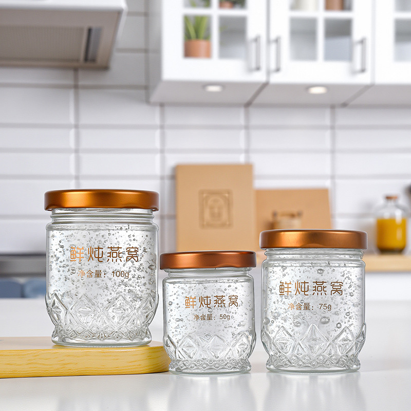 即食燕窝分装瓶鲜炖玻璃瓶燕窝瓶食品级耐高温密封可蒸煮鱼胶奶冻