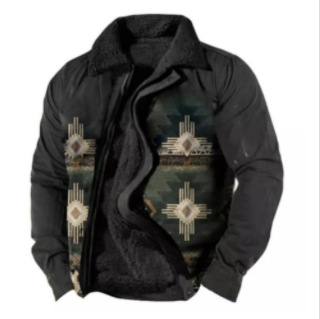 Cross-border en stock bolsillo de costura lateral engrosada casual cremallera suelta Lobo marrón Chaqueta de algodón de manga larga para hombres jóvenes