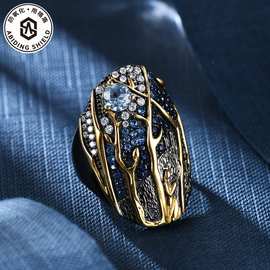 意大利工艺乔治亚系列设计师款戒指 s925纯银镶嵌天然彩宝戒指