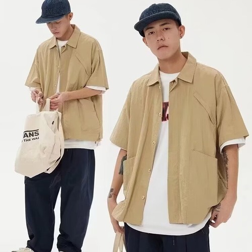 Summer Lapel Pouch Short-Sleeve Shirt