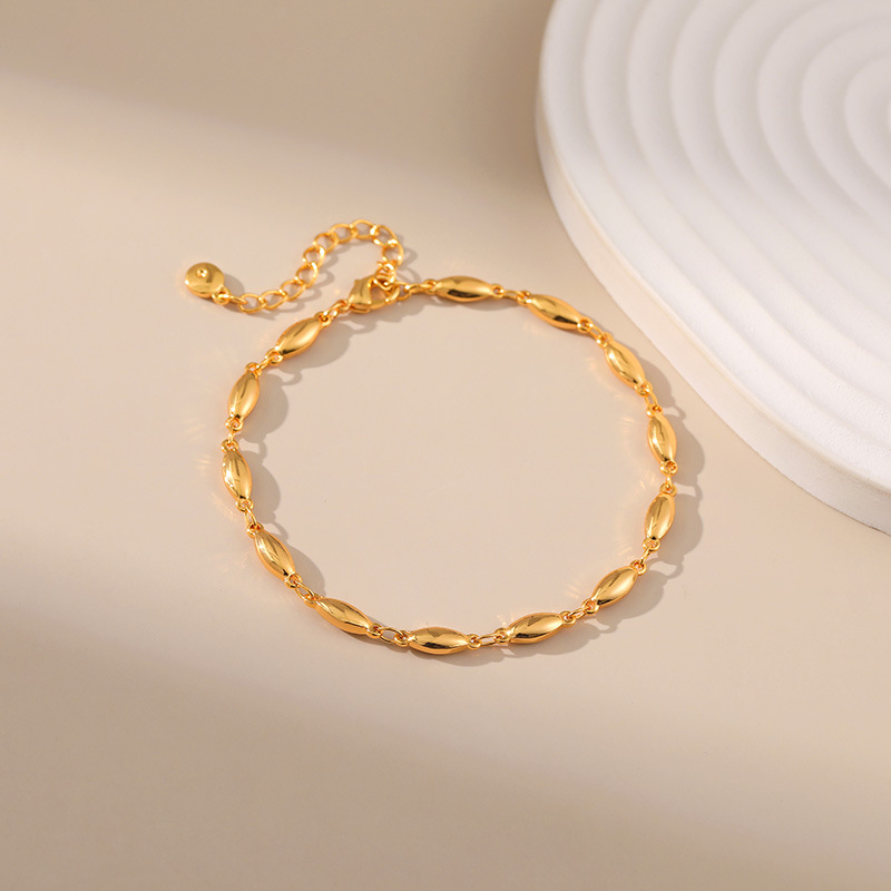 Fashion Oval Solid Color Copper Plating Bracelets 1 Piece