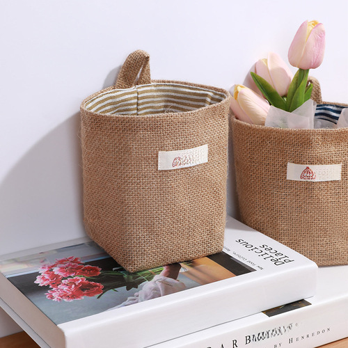 挂袋墙挂式宿舍床上迷你小麻布袋上铺床边床头手机门背后收纳袋