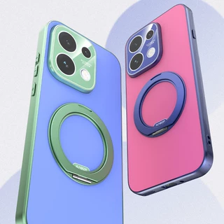 适用OPPOReno16pro撞色手机壳旋转支架FindX10PROMAX多巴胺防摔壳