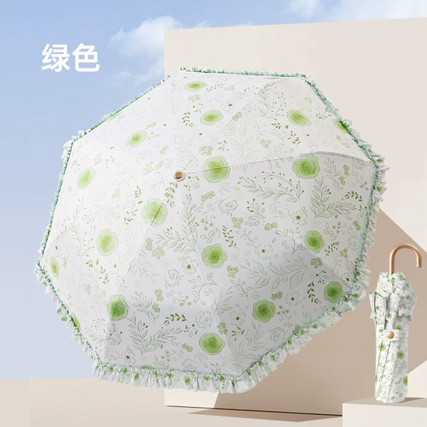 [三折小金钩花边彩胶数码印刷绿色]