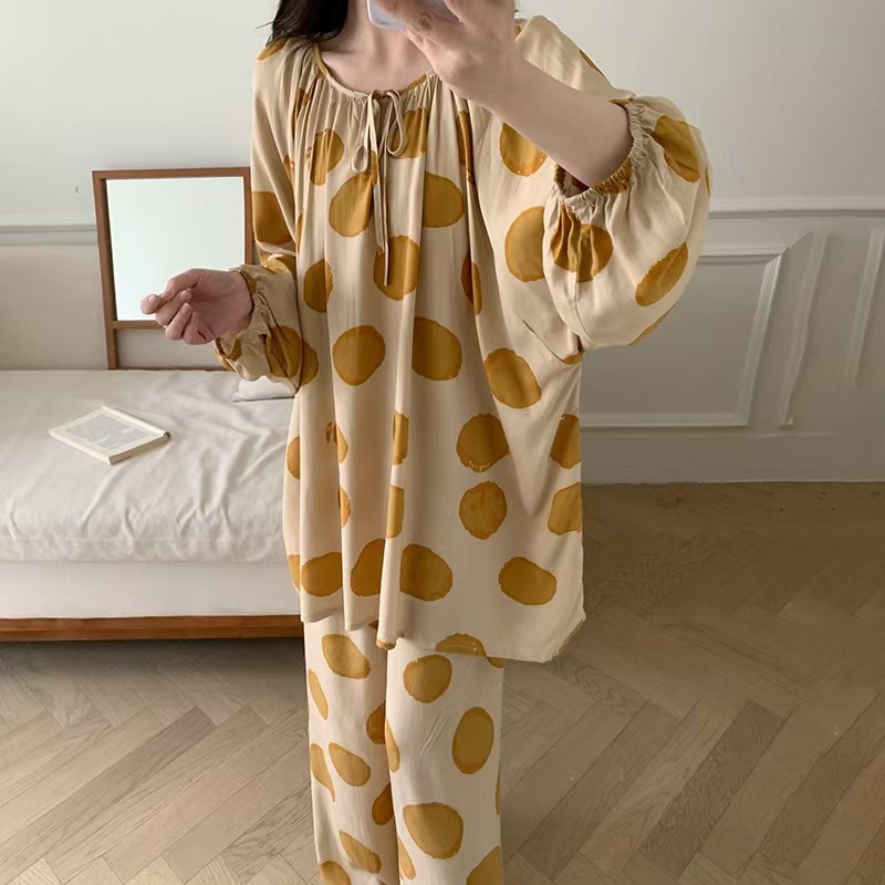 HX2421 대형슈트+머리끈-옐로우 도트무늬