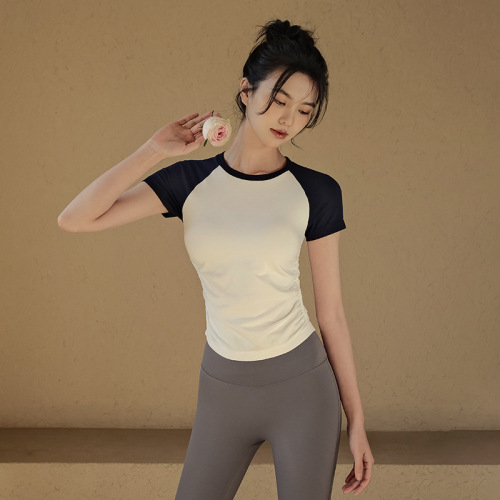 Yoga wear summer sports tops for women, high-end, slim, short-sleeved T-shirts, quick-drying breathable running fitness clothes