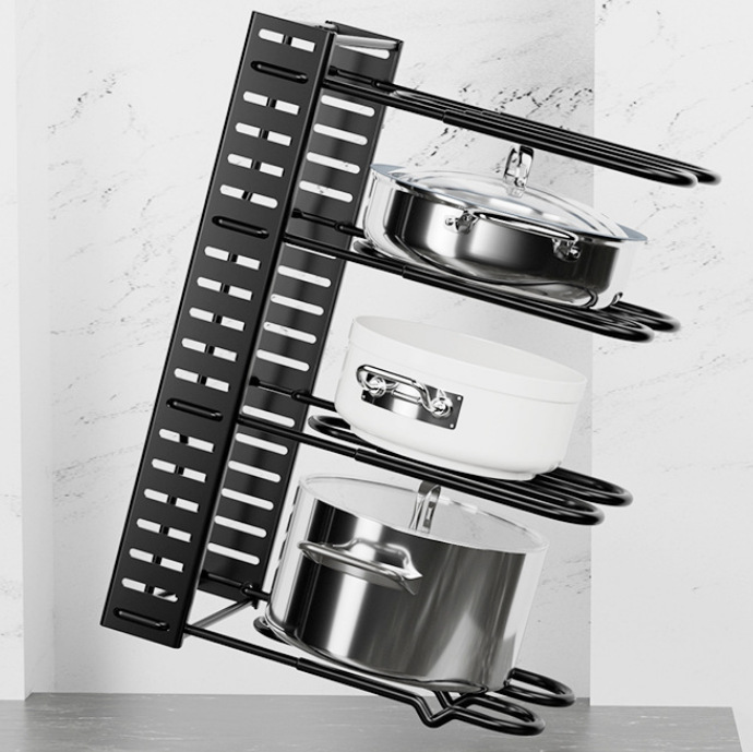 家庭用穴なし多機能キッチン棚多層調整可能な鍋蓋棚金属滑り止め鍋器具収納棚|undefined