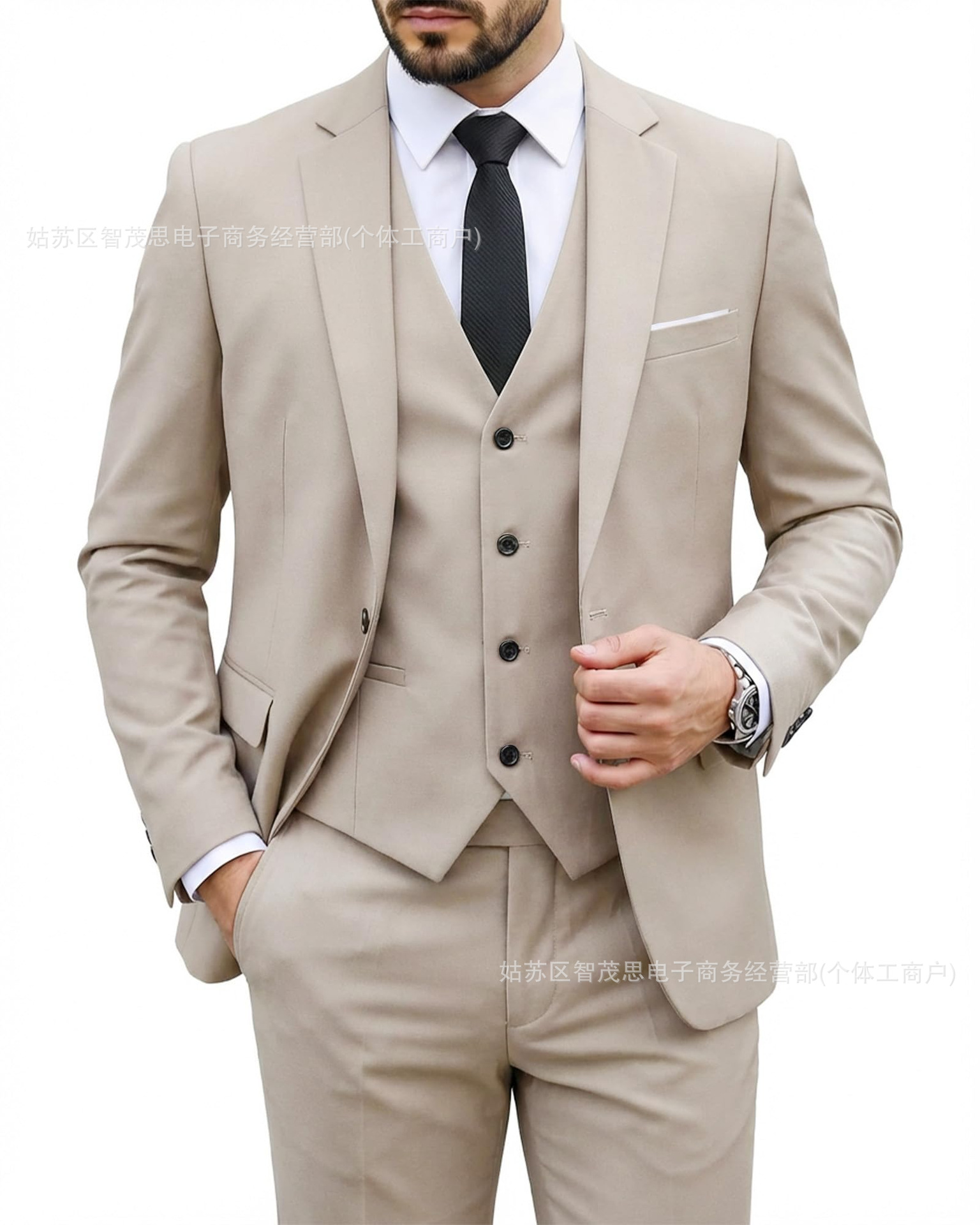 Apricot suit + vest + pants / XS