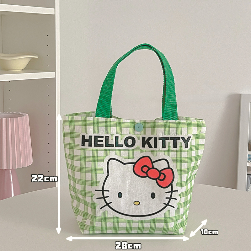 녹색 체크무늬 KT 고양이 [스냅버튼]