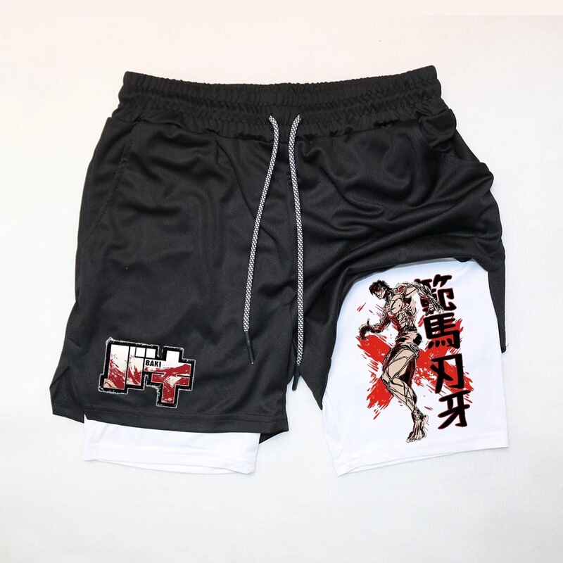 2026 New Cross-Border Summer Model Baki Hanma Anime Shorts Adult Double-Layer Sports Pants 2026 New Cross-Border Summer Model Baki Hanma Anime Shorts Adult Double-Layer Sports Pants