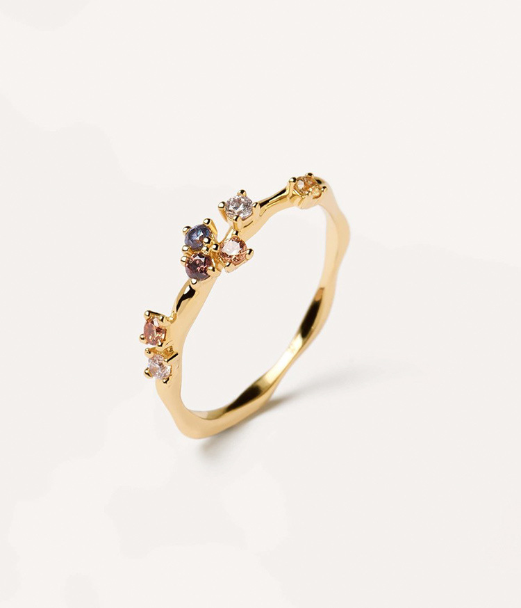 Plating, Inlay Design 925 Sterling Silver Zircon Geometric Rings
