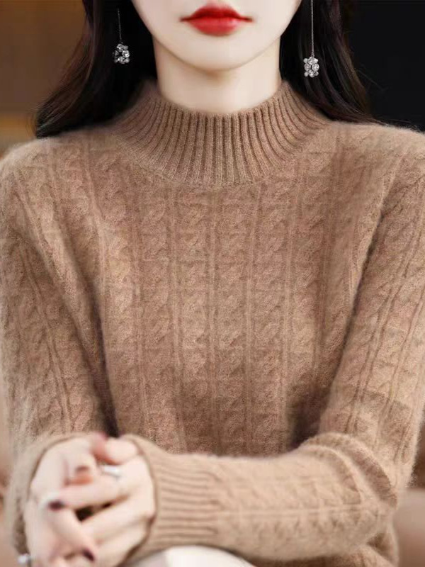 羊绒毛衣女25秋冬新款半高领打底衫加厚针织衫内搭宽松纯色上衣保|undefined