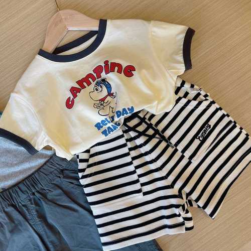 【Camp-style Outfit】Dudu's Boys' Short-sleeve T-shirt Summer Children's Shorts Summer Clothing Girls' Pants Children's Clothing
