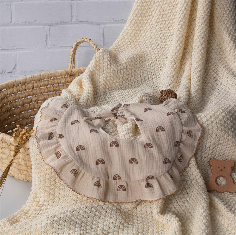 360 grados para aumentar la pequeña toalla de saliva de flores, collar falso, bata, gaza de algodón, tipo A, delantal de encaje para bebés