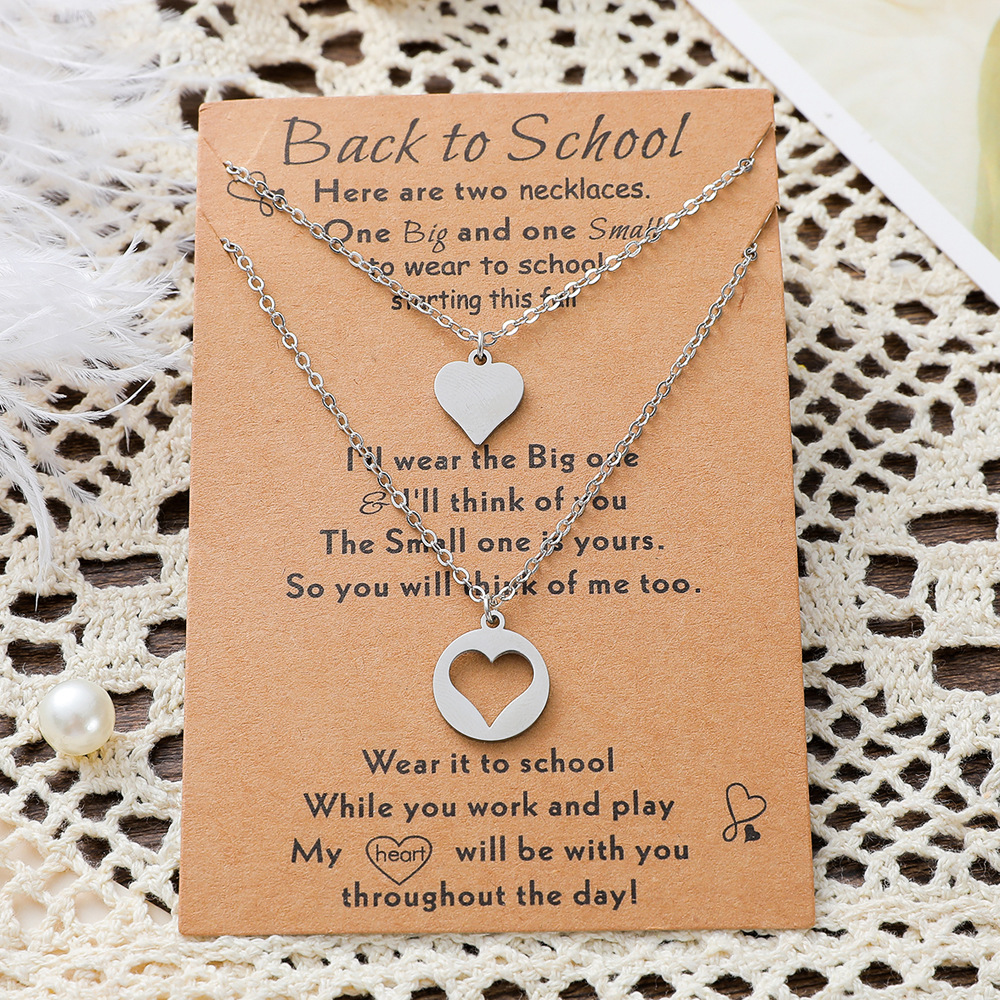 New Stainless Steel Heart-shaped Mother-daughter Parent-child Sweater Chain 2-piece Set display picture 3