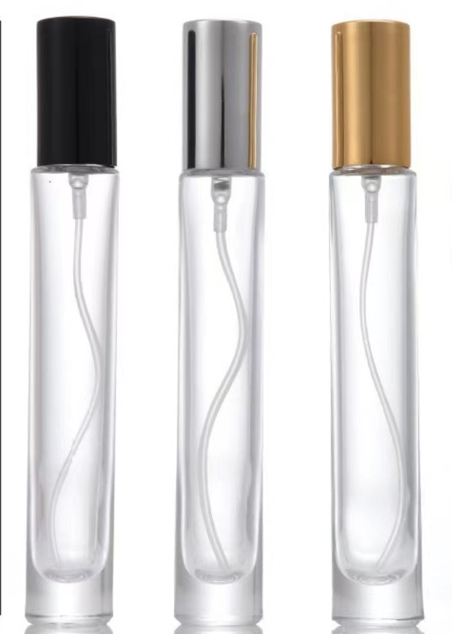 Botella de perfumes de vidrio transparente botella de perfumes botella de tornillo portátil botella de muestra de cosméticos 10ml botella de spray cuadrada