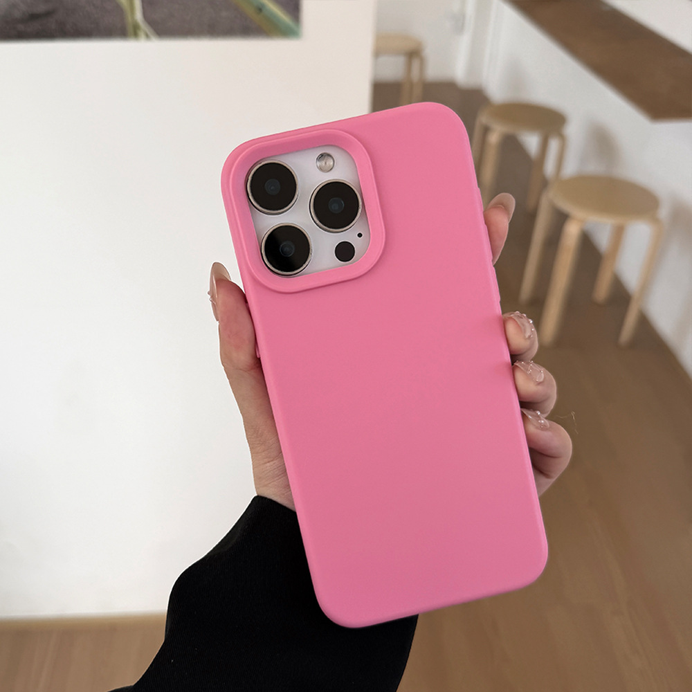 Funda protectora de silicona anticaídas para iPhone 15 Pro, 13 y 17, de color puro y tacto piel, estilo simple, todo incluido.