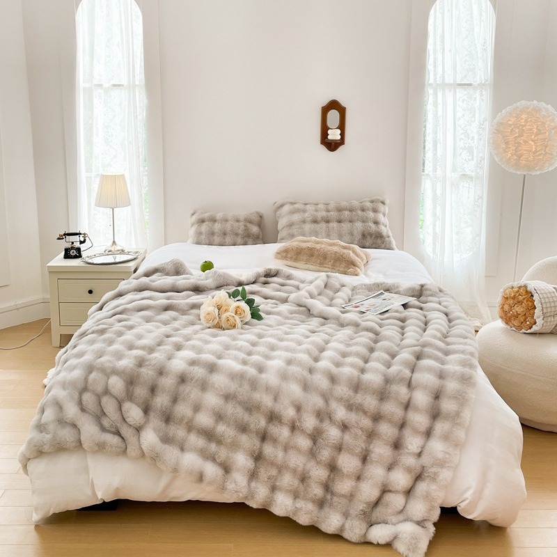 Leichte Milchkaninchen-Decke, verdickt, doppelseitig, einfarbig, einfach, multifunktional_voghion.com