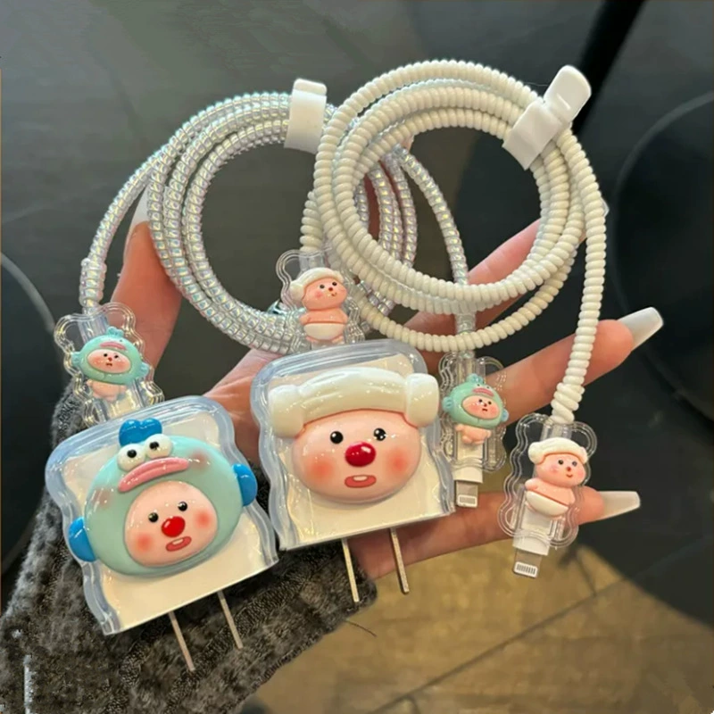 Применимо к 14 яблоку 20 Вт мультяшный бобр зарядная головка чехол iPhone15 кабель для передачи данных