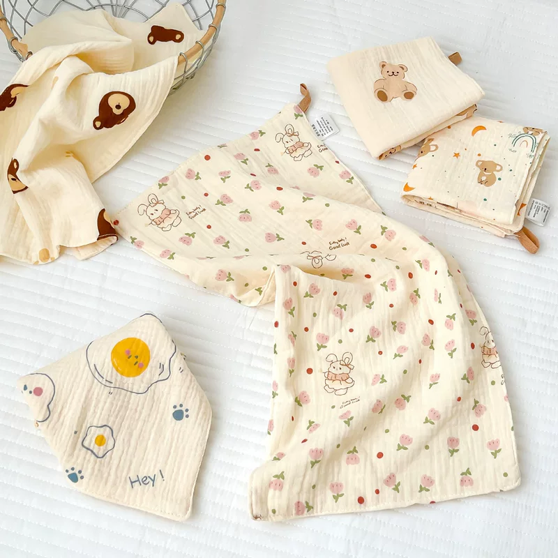 Children's gauze eating bib, towel, handkerchief for new born, soft wet wipes for face washing, water absorbent, wholesale