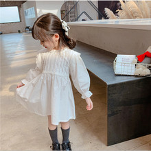 女童白色连衣裙2023新款秋装长袖中小童小清新森系洋气衬衫公主裙