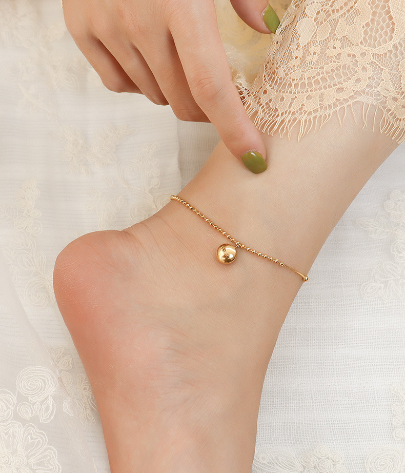 beads round letter good luck small gold bean anklet titanium steel foot ornament