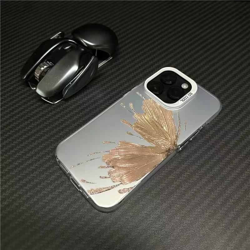 Nueva mariposa dorada para iPhone 16 funda para teléfono móvil Apple 15promax/14 anti-caída 13pro12 personalidad 11