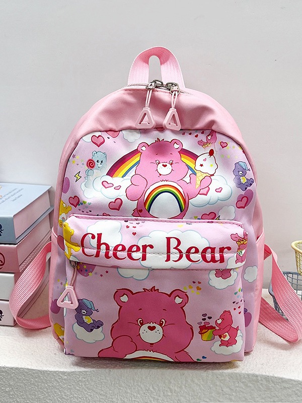 Mochila arco iris de dibujos animados, mochila para niños y niñas, osos lindos, bolsas de viaje dobles, bolsas escolares grandes para estudiantes, grado 1 - 6