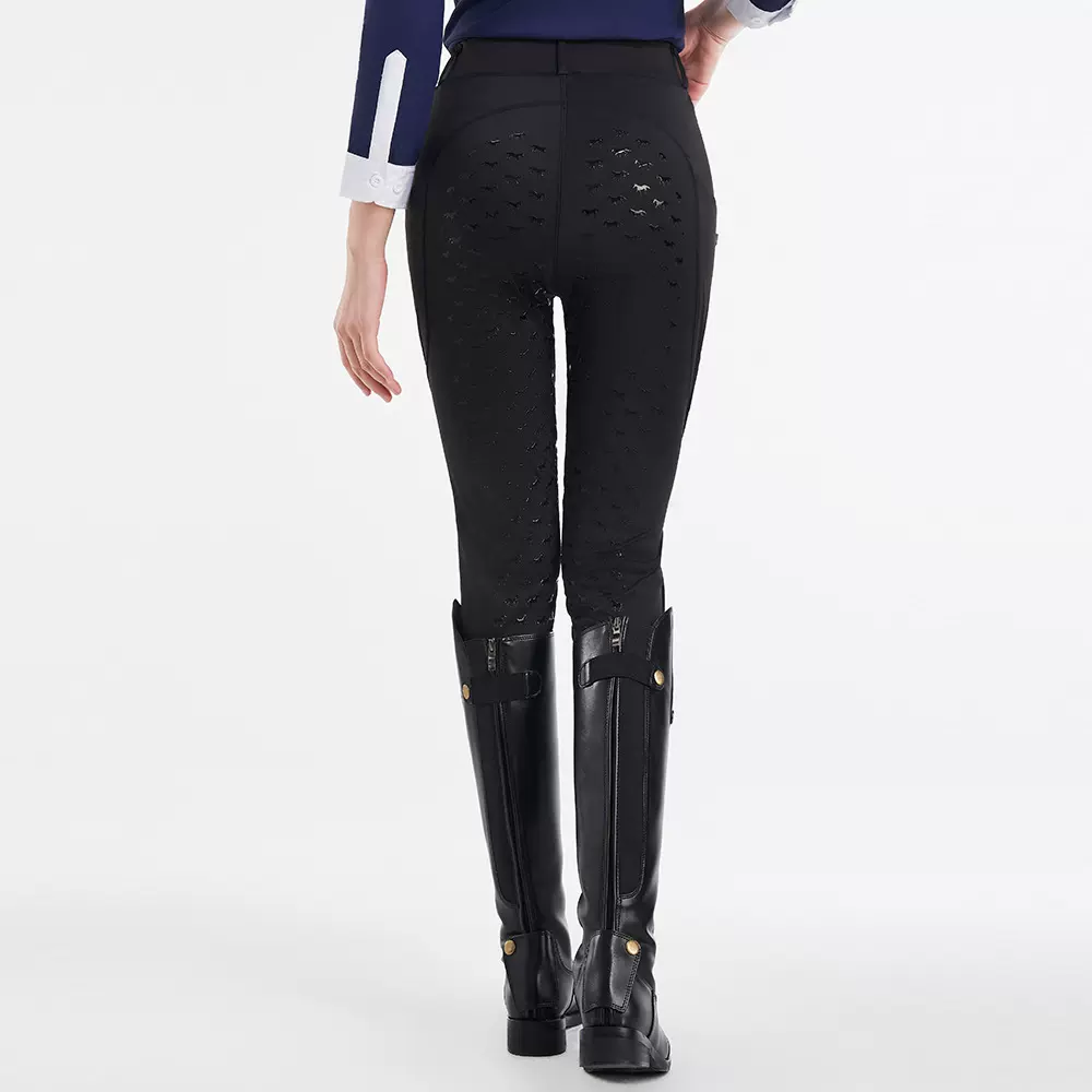 欧美女式骑马裤全硅胶护膝马术紧身长裤拉链口袋骑马服高腰收腹