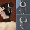 Advanced hairgrip with tassels, ponytail, crab pin, hair accessory, high-quality style, orchid